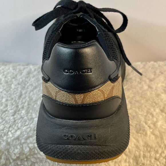 Coach Men's Tech Runner Sneakers FG4591 Size 10D | Signature Black Mesh & Tan - Picture 9 of 16